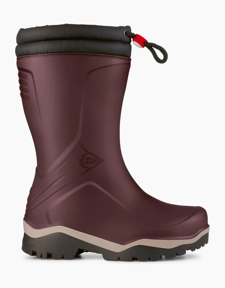 Dunlop Blizzard Kids Wellingtons Burgundy/Grey/Black