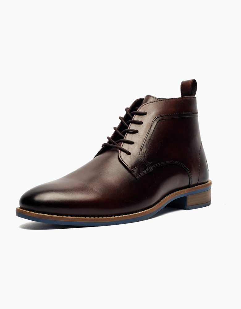 Hush Puppies Declan Mens Leather Boots Brown