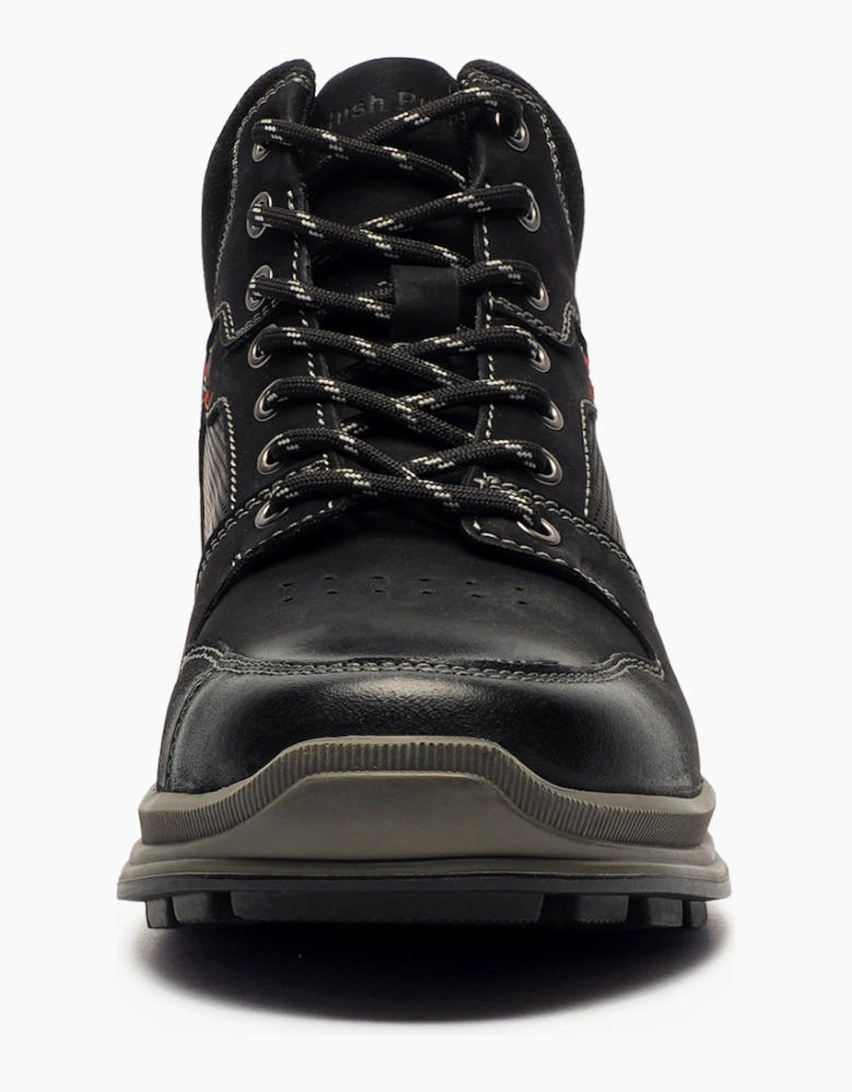 Hush Puppies Arnie Mens Memory Foam Leather Boots Black