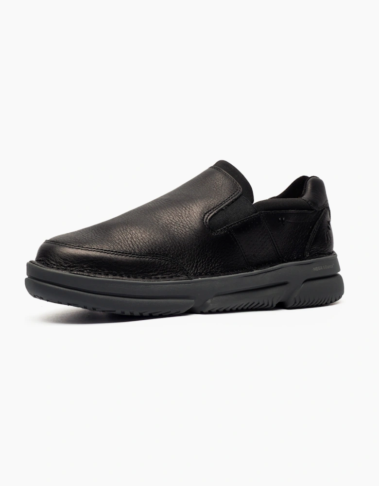 Hush Puppies Baylor Slip on Mens Leather Shoes Black