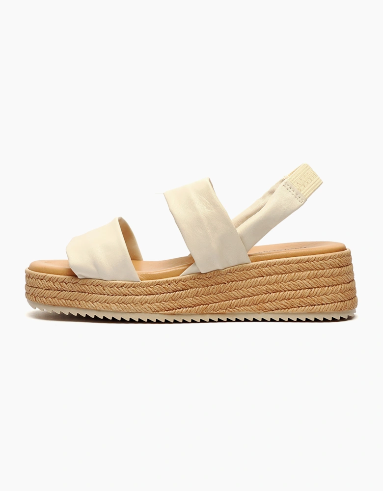 Hush Puppies Rachel Womens Leather Wedge Sandals Cream