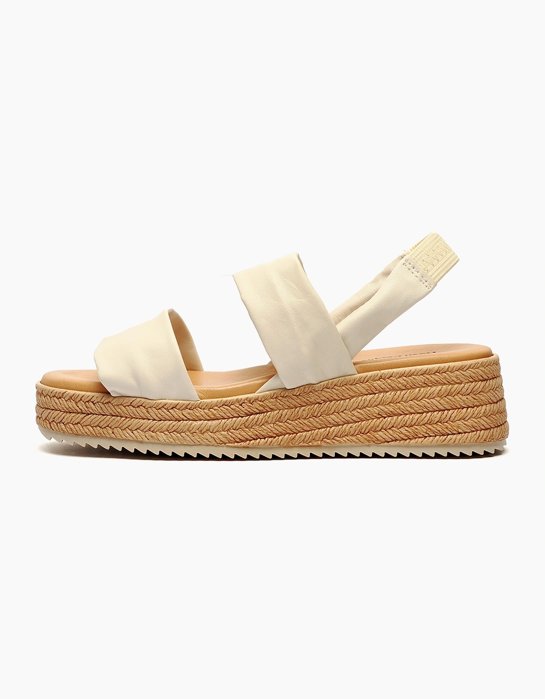 Hush Puppies Rachel Womens Leather Wedge Sandals Cream