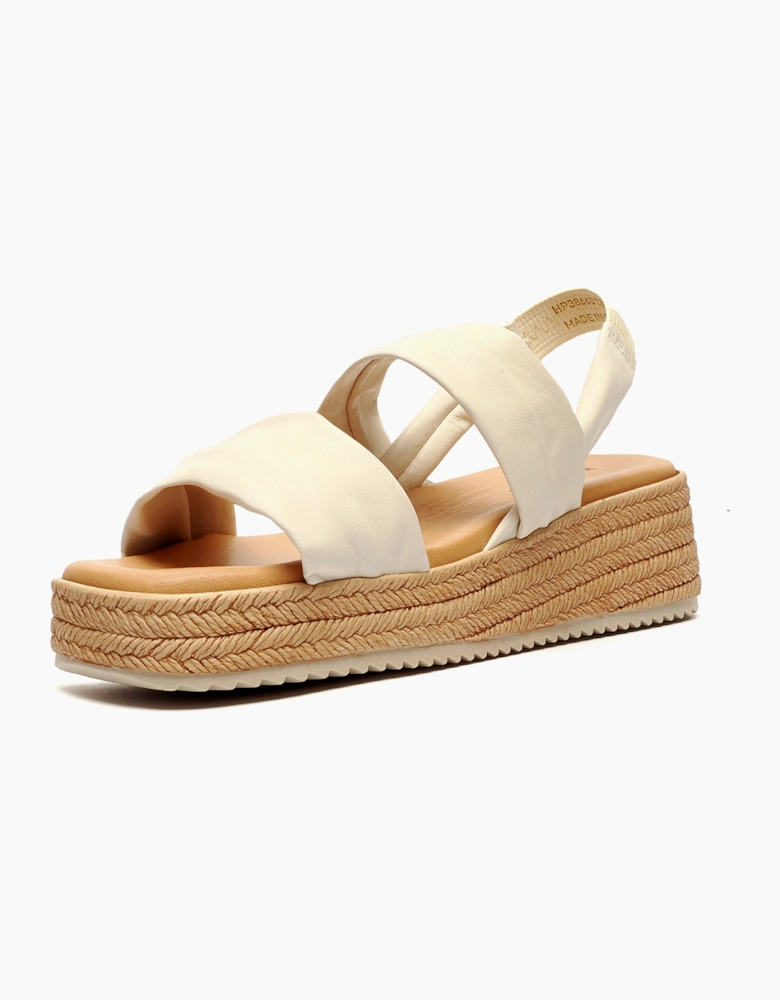 Hush Puppies Rachel Womens Leather Wedge Sandals Cream