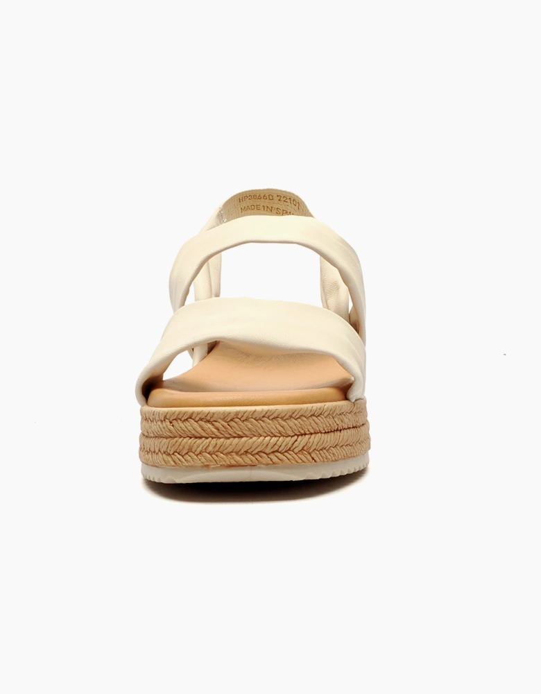 Hush Puppies Rachel Womens Leather Wedge Sandals Cream