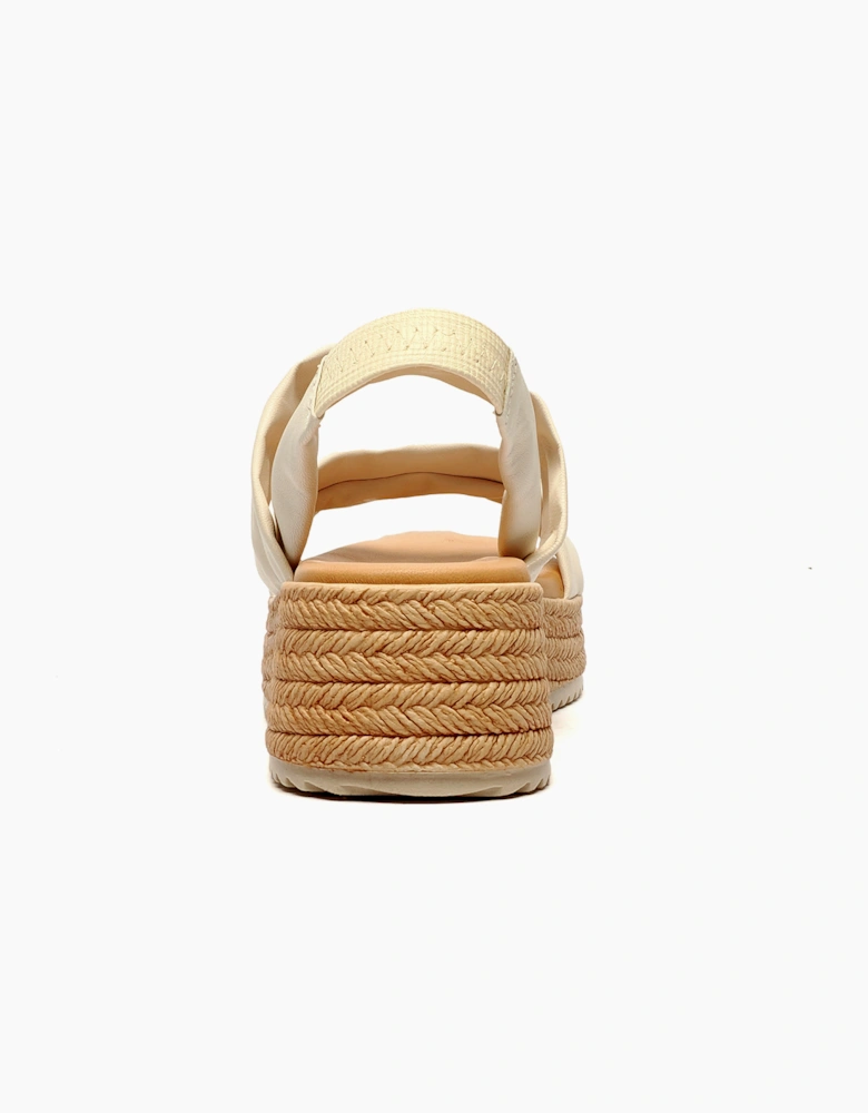 Hush Puppies Rachel Womens Leather Wedge Sandals Cream