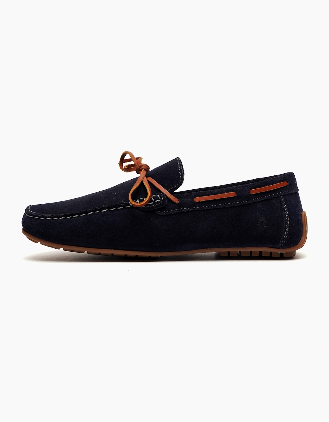 Hush Puppies Men's Hush Puppies Reuben Mens Suede Leather Boat Shoes Navy / Tan - Black