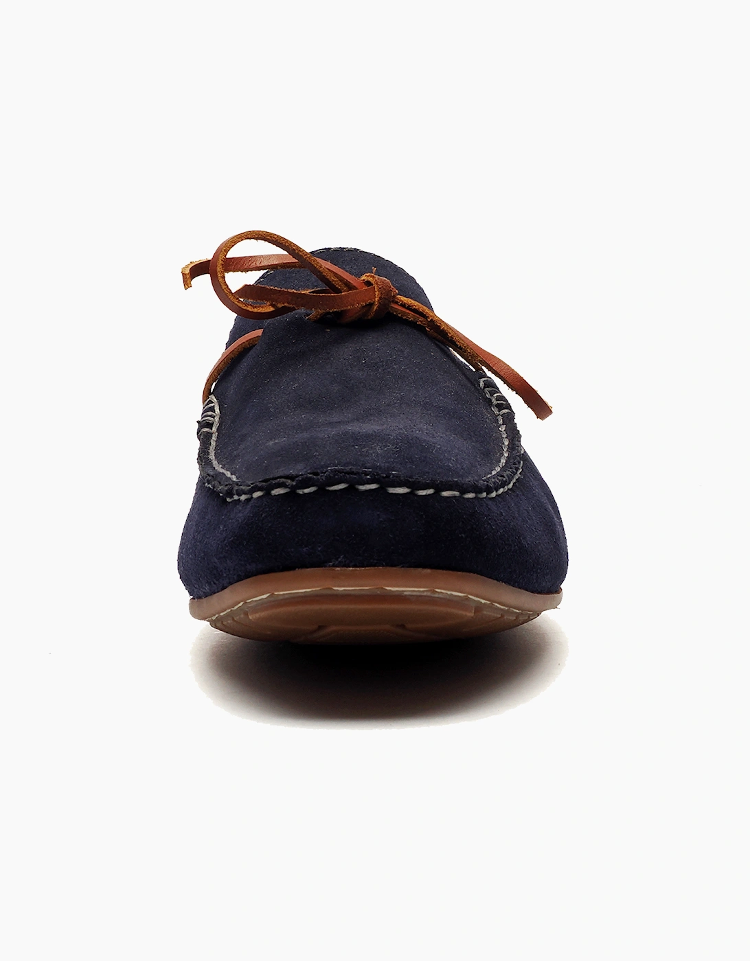 Hush Puppies Reuben Mens Suede Leather Boat Shoes Navy / Tan