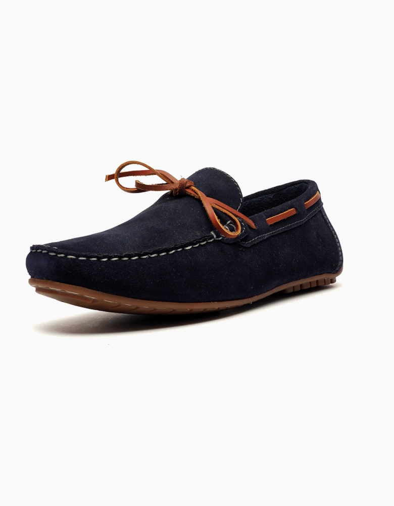 Hush Puppies Reuben Mens Suede Leather Boat Shoes Navy / Tan