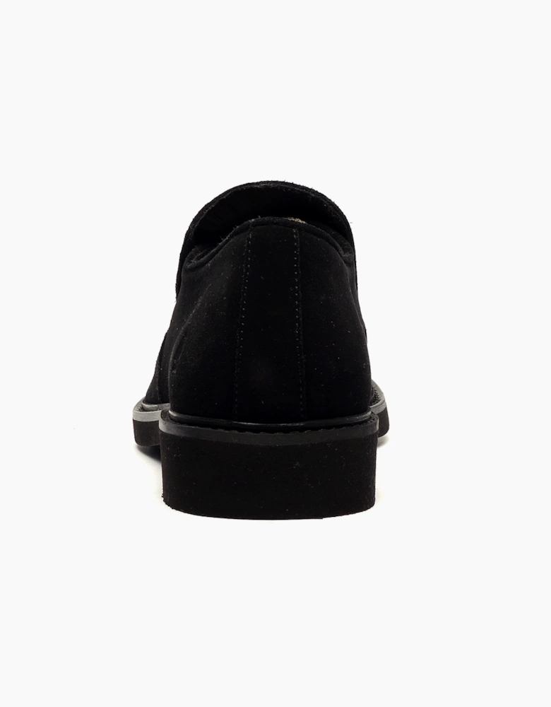 Hush Puppies Earl Mens Suede Leather Slip On Shoes Black