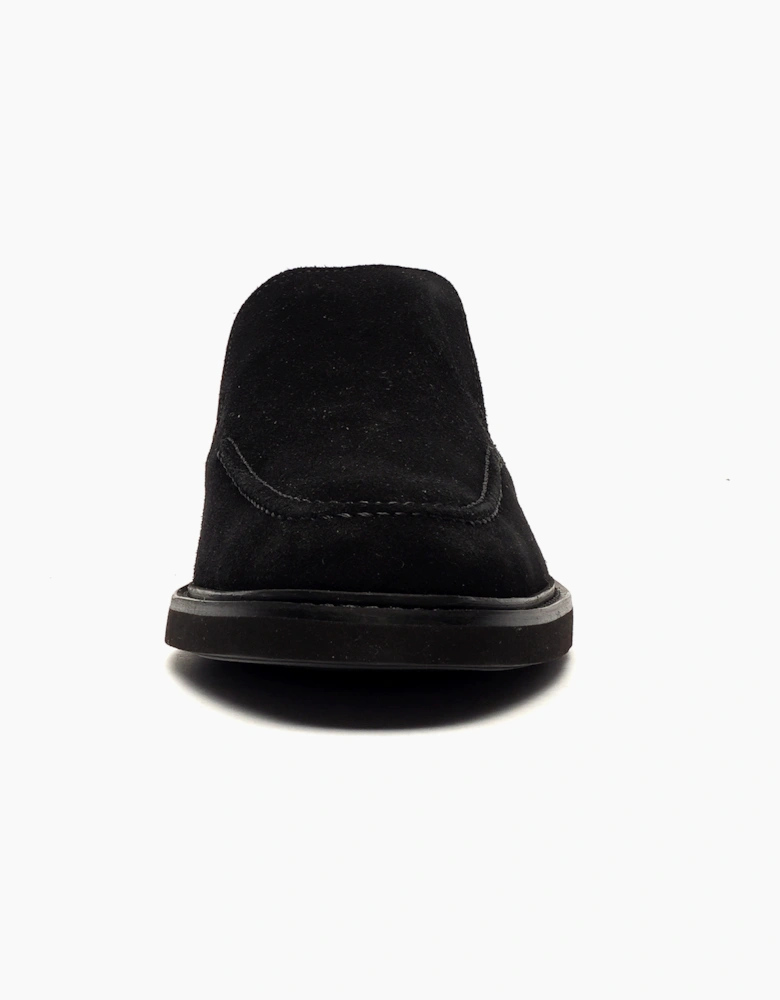Hush Puppies Earl Mens Suede Leather Slip On Shoes Black