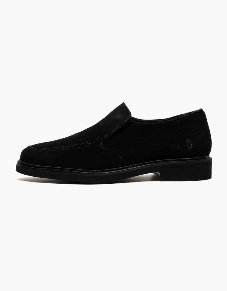 Hush Puppies Earl Mens Suede Leather Slip On Shoes Black
