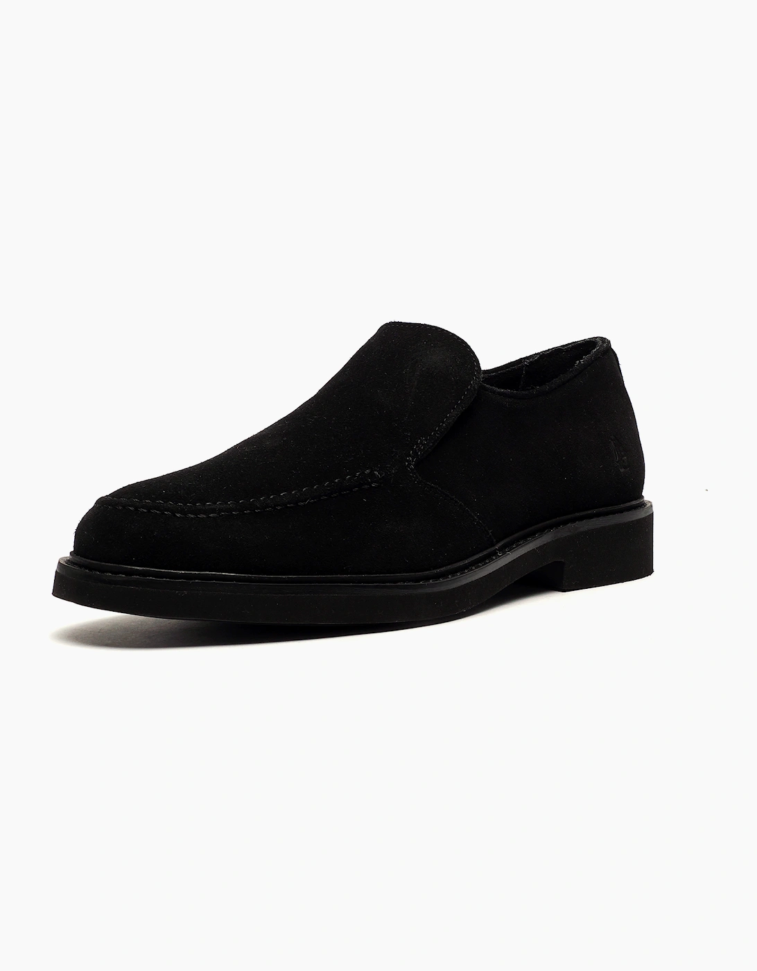 Hush Puppies Earl Mens Suede Leather Slip On Shoes Black