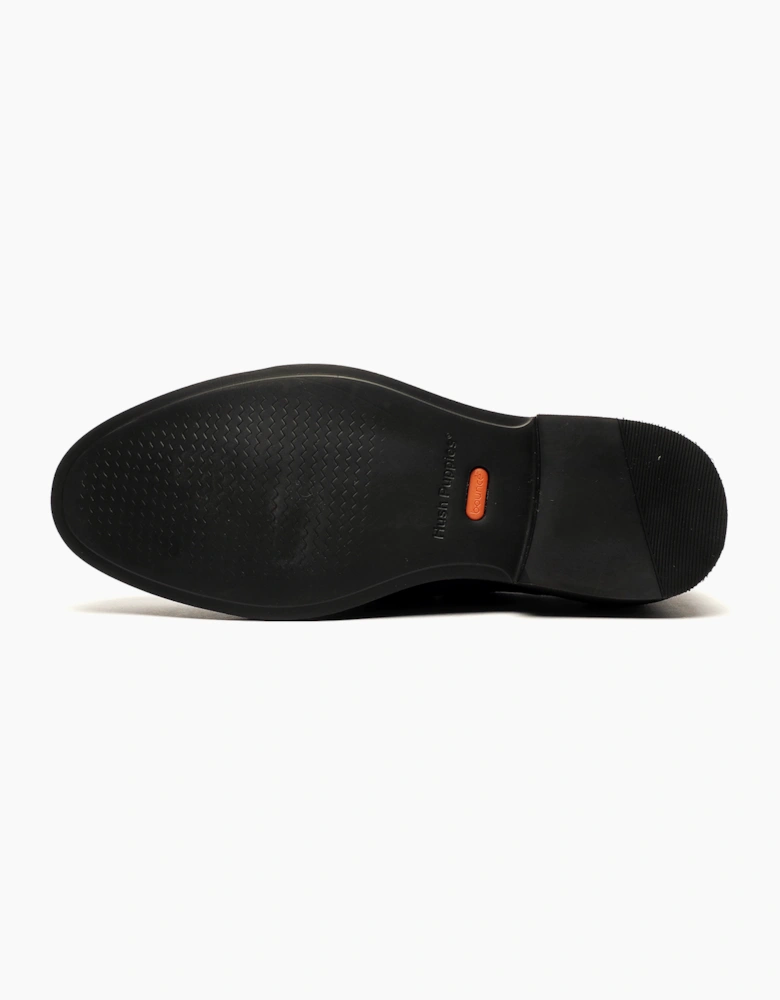 Hush Puppies Earl Mens Suede Leather Slip On Shoes Black