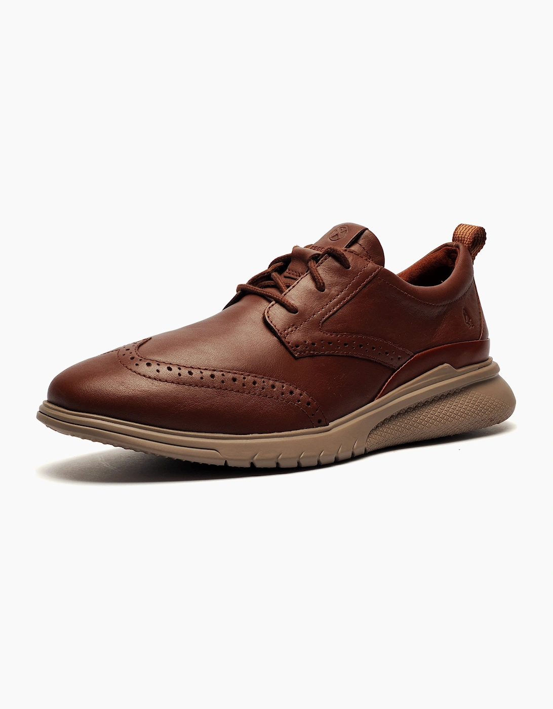 Hush Puppies Advance Wingtip Mens Leather Brogue Shoes Brown