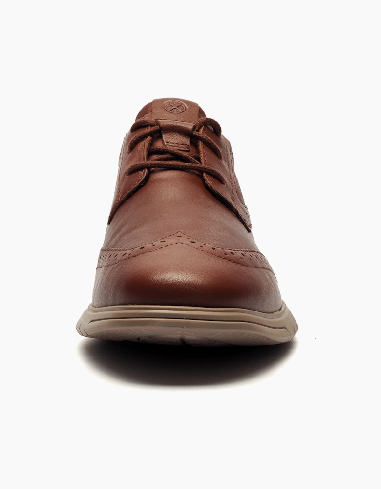 Hush Puppies Advance Wingtip Mens Leather Brogue Shoes Brown
