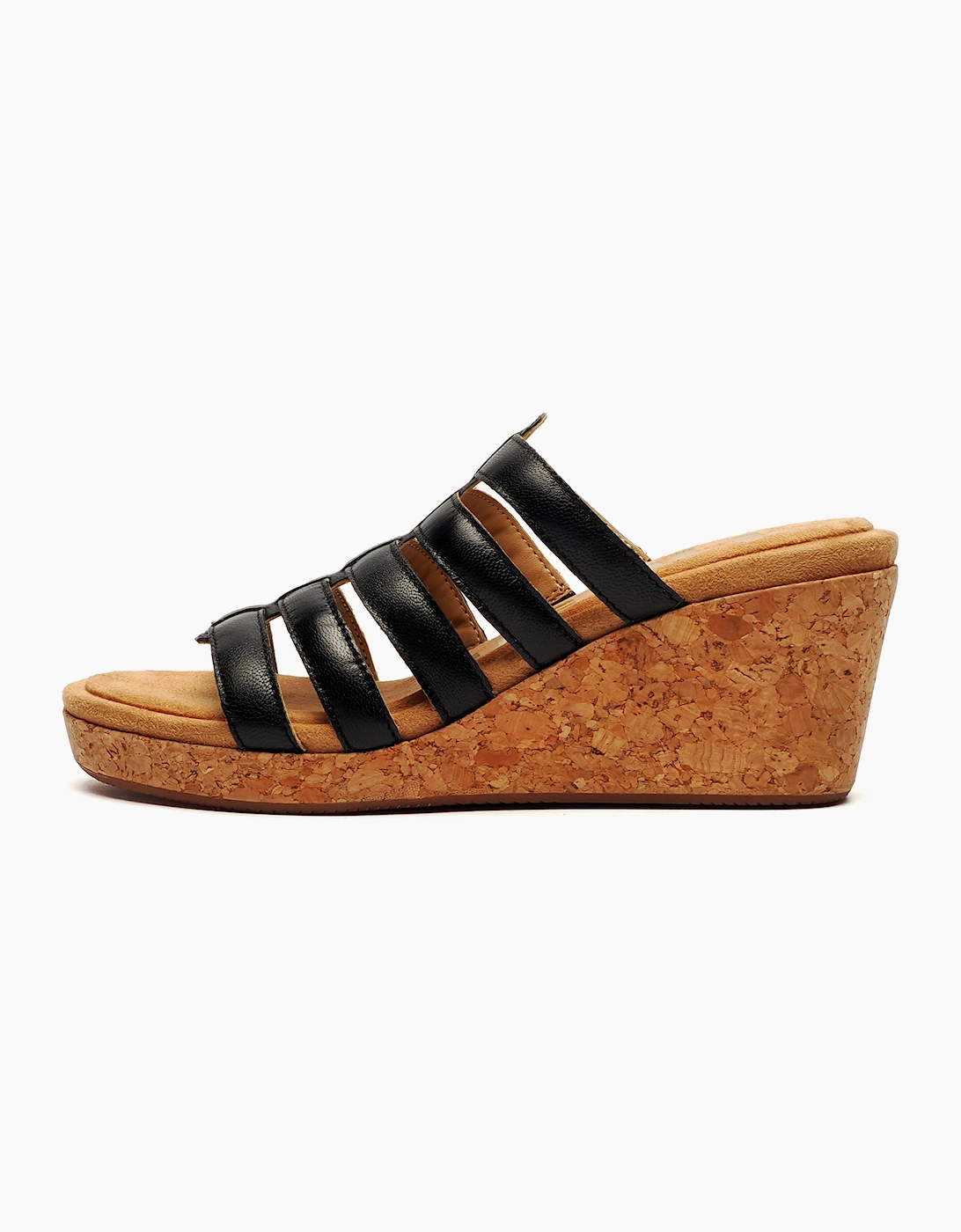 Hush Puppies Willow Wedge Womens Leather Sandals Black