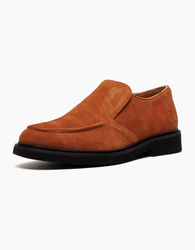 Hush Puppies Earl Mens Suede Leather Slip On Shoes Chestnut
