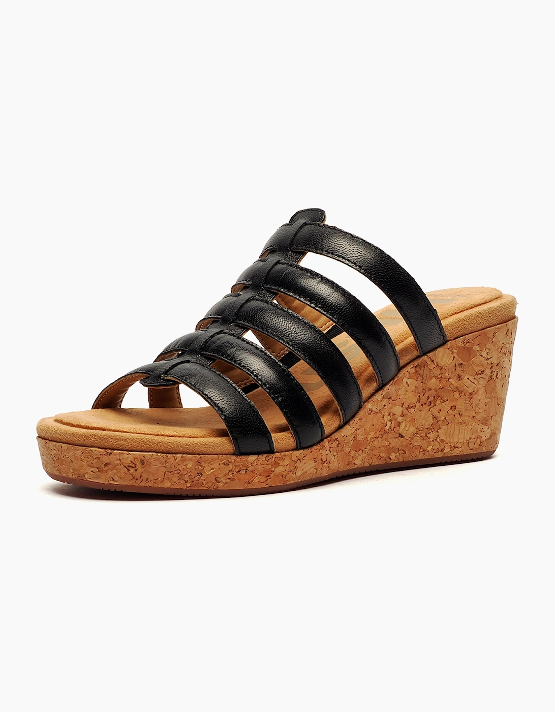 Hush Puppies Willow Wedge Womens Leather Sandals Black