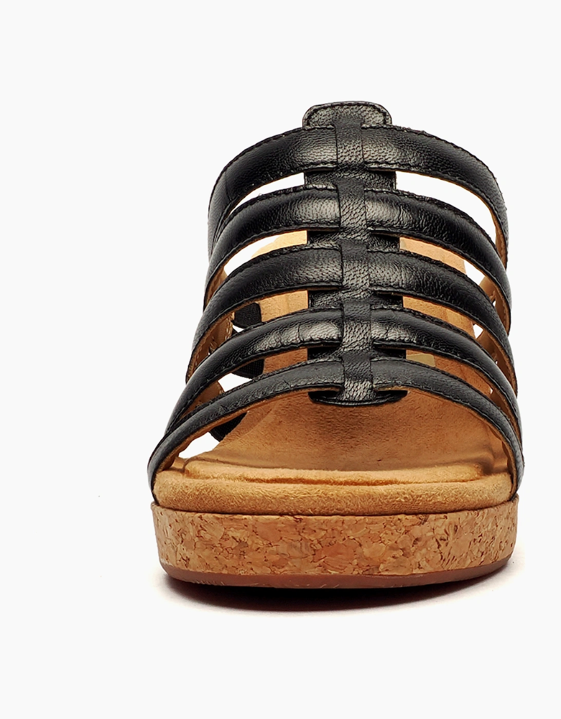 Hush Puppies Willow Wedge Womens Leather Sandals Black