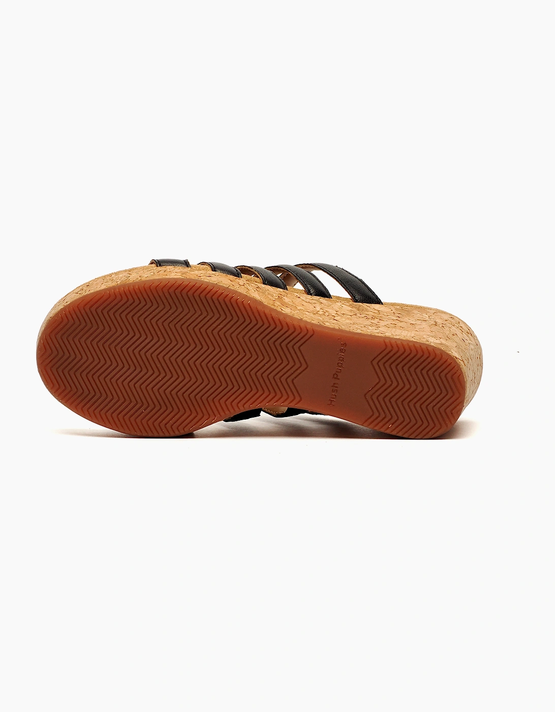 Hush Puppies Willow Wedge Womens Leather Sandals Black