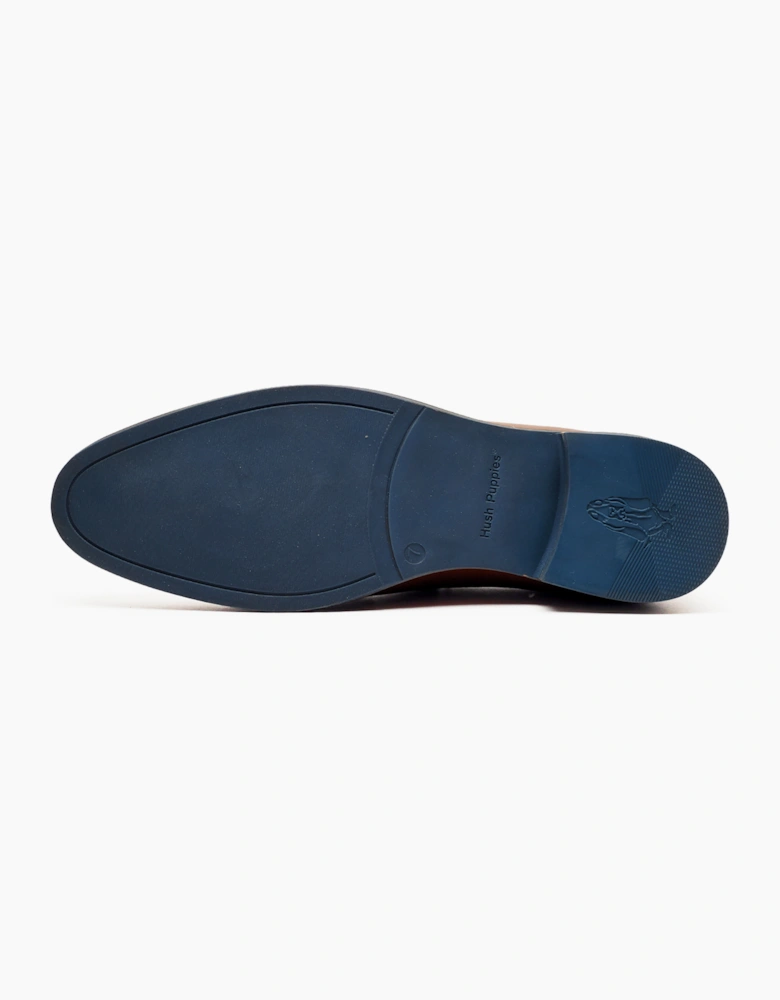 Hush Puppies Donovan Signature Mens Leather Slip On Shoes Tan