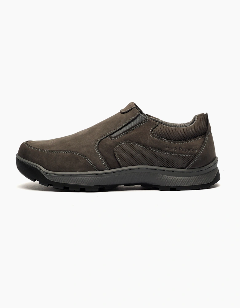 Hush Puppies Jasper Mens Leather Slip On Shoes Grey Nubuck