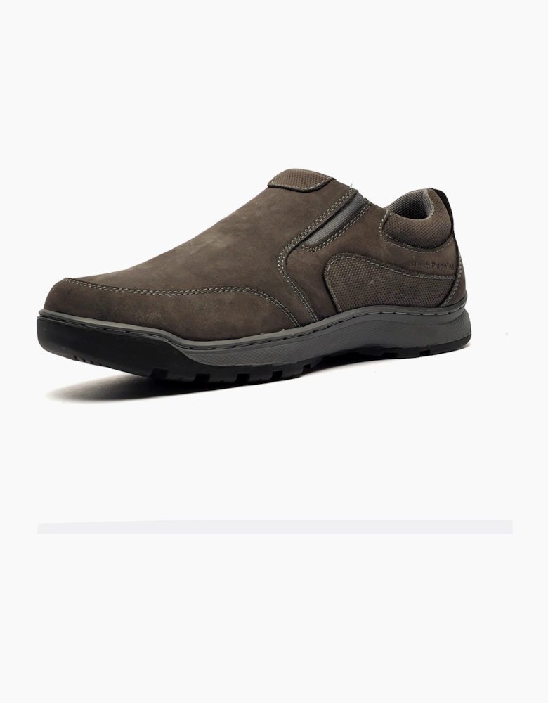 Hush Puppies Jasper Mens Leather Slip On Shoes Grey Nubuck