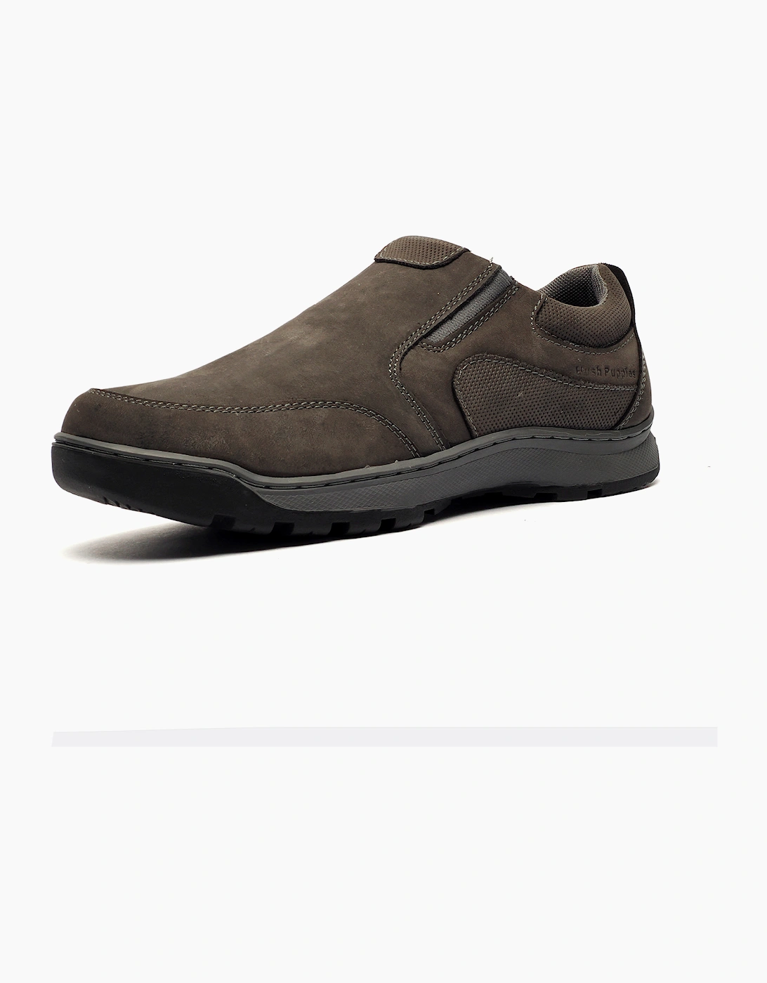 Hush Puppies Jasper Mens Leather Slip On Shoes Grey Nubuck