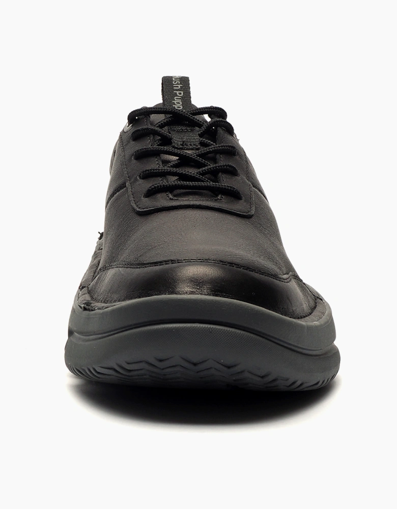 Hush Puppies Baylor Mens Leather Shoes Black / Charcoal