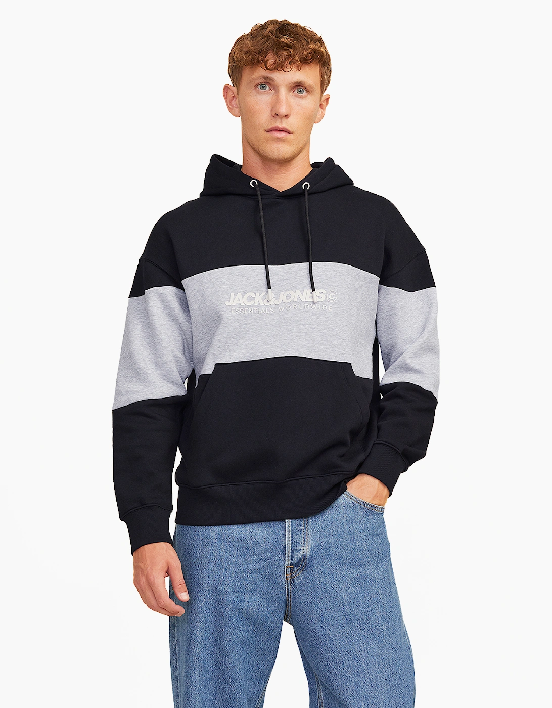 Jack & Jones Legacy Mens Hoodie Black / Grey