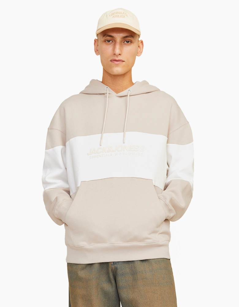 Jack & Jones Legacy Mens Hoodie Stone / White