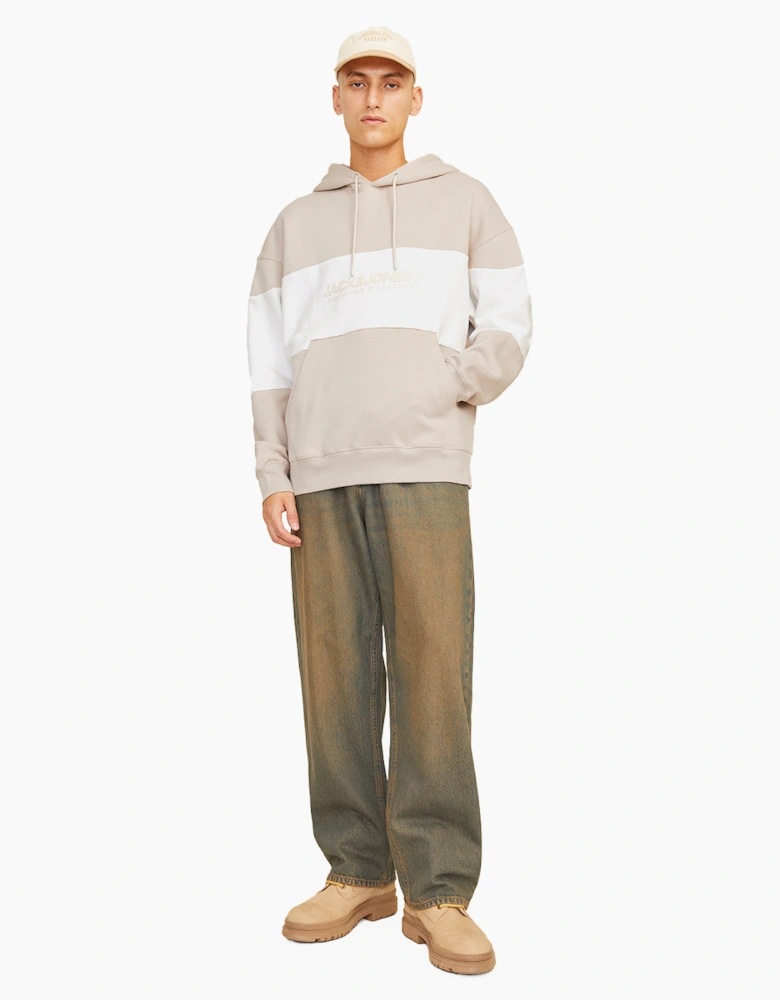 Jack & Jones Legacy Mens Hoodie Stone / White