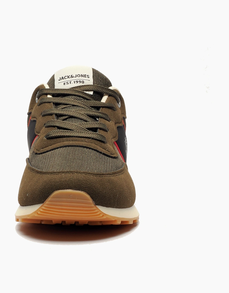 Jack & Jones Spirit Runner Mens Trainers Olive / Anthracite / True Red