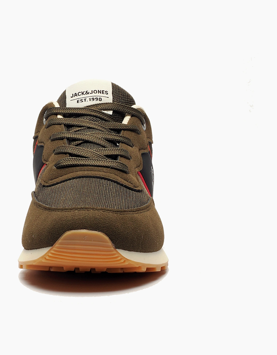 Jack & Jones Spirit Runner Mens Trainers Olive / Anthracite / True Red
