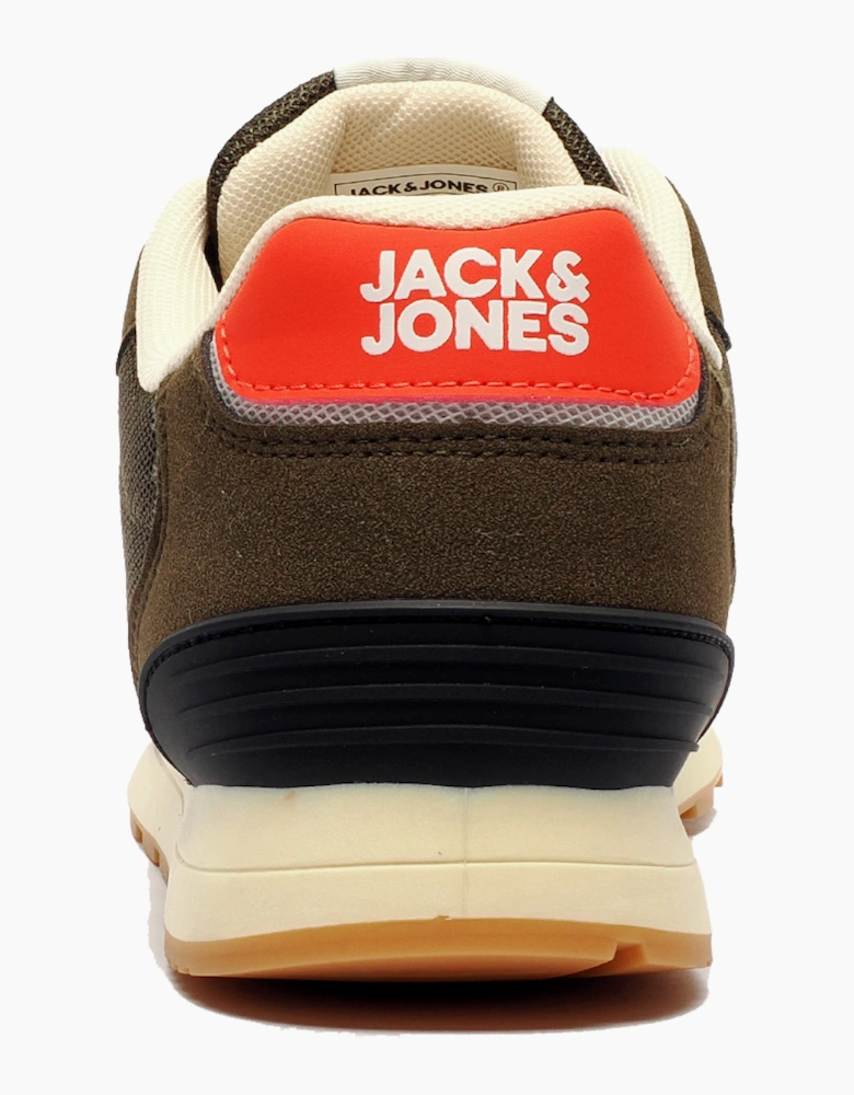 Jack & Jones Spirit Runner Mens Trainers Olive / Anthracite / True Red