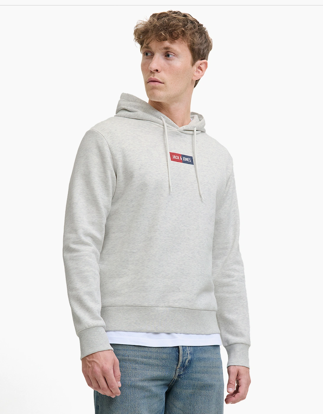 Jack & Jones JPan Mens Hoodie Grey Marl