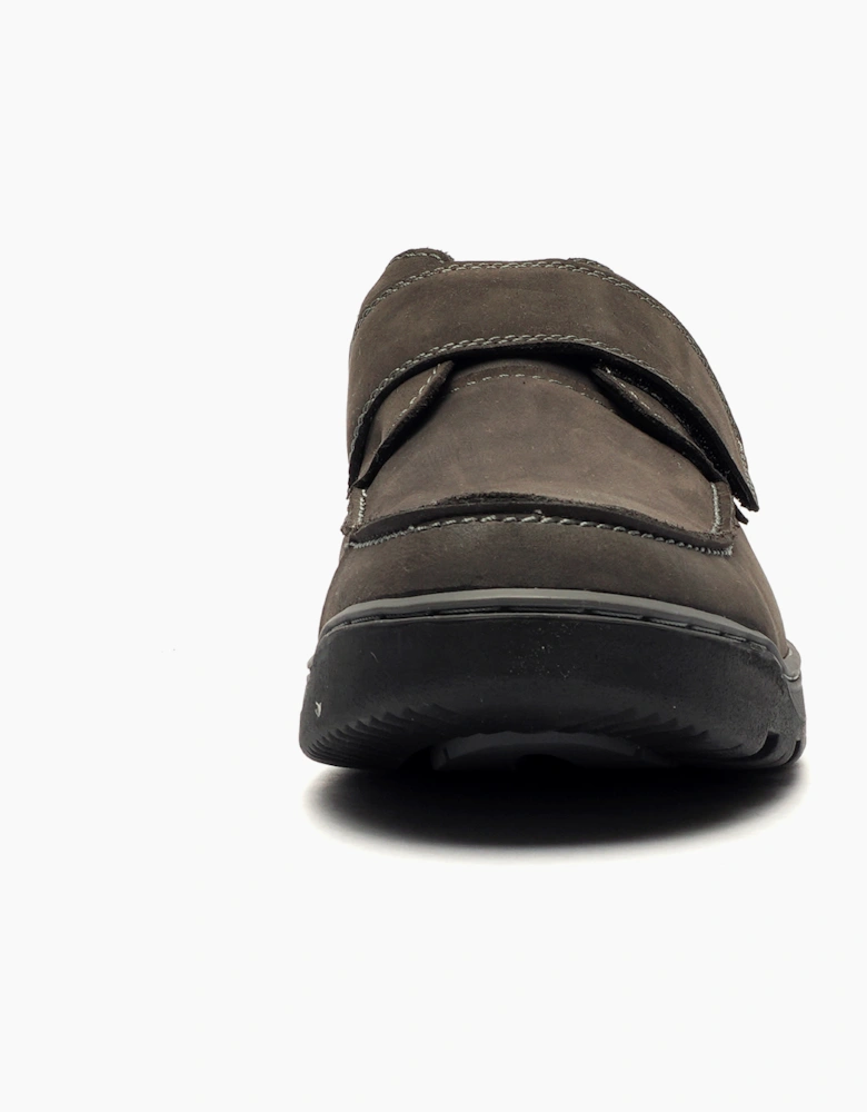Hush Puppies Casper Comfort Strap Memory Foam Mens Shoes Grey Nubuck