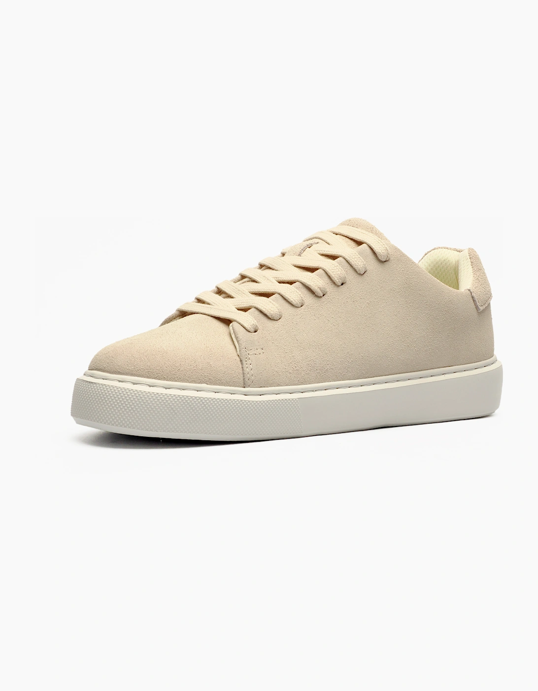 Jack & Jones Stockholm Mens Suede Leather Trainers Off White / Stone Beige