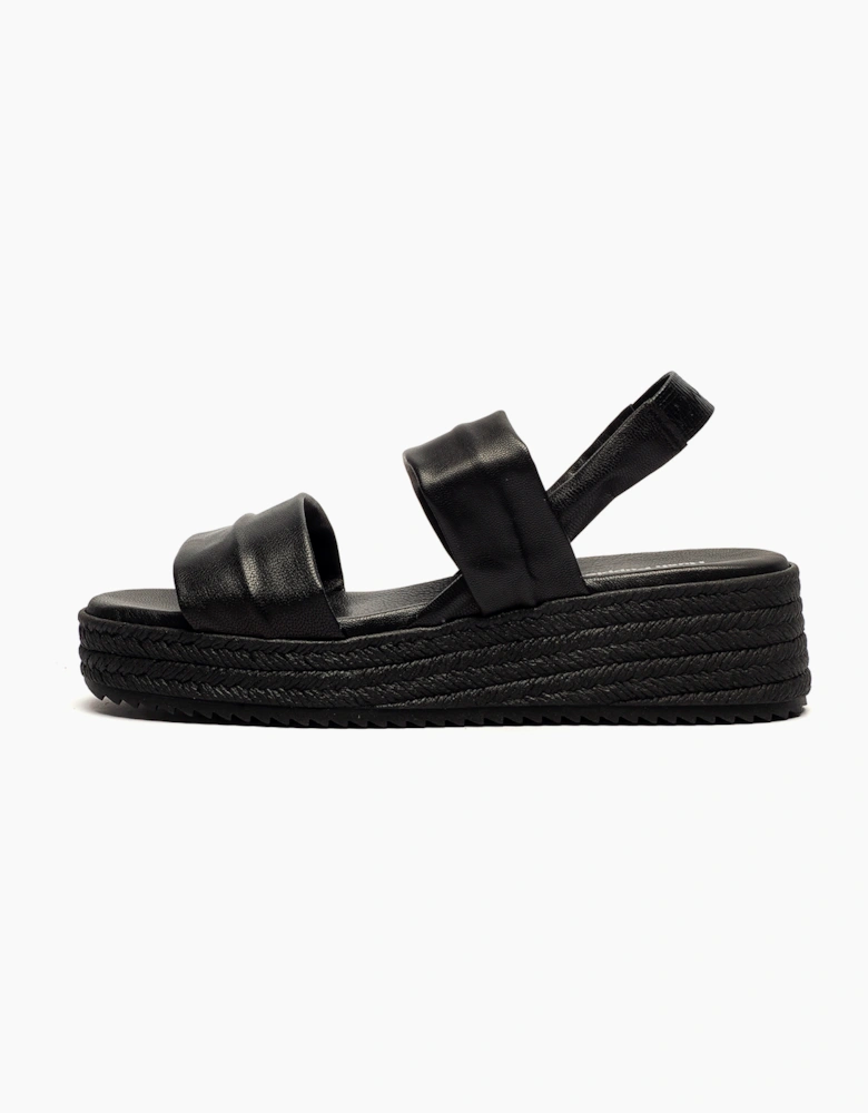 Hush Puppies Rachel Womens Leather Wedge Sandals Black