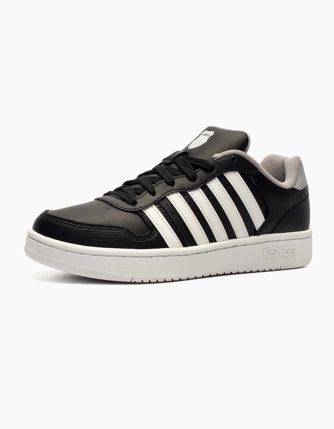 K-Swiss K Swiss Court Palisades Mens Leather Trainers Black / White / Grey