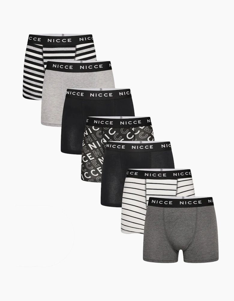 Nicce Becker 7pk Mens Boxer Short Black / White / Grey