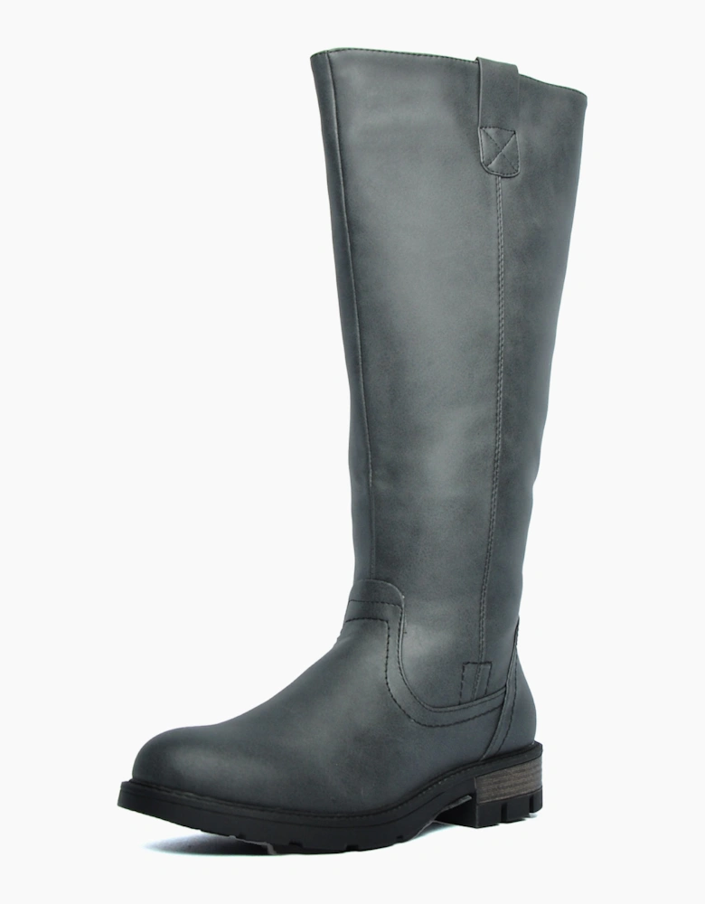 Divaz Luxe Quinn Vegan Womens Knee High Boots Black