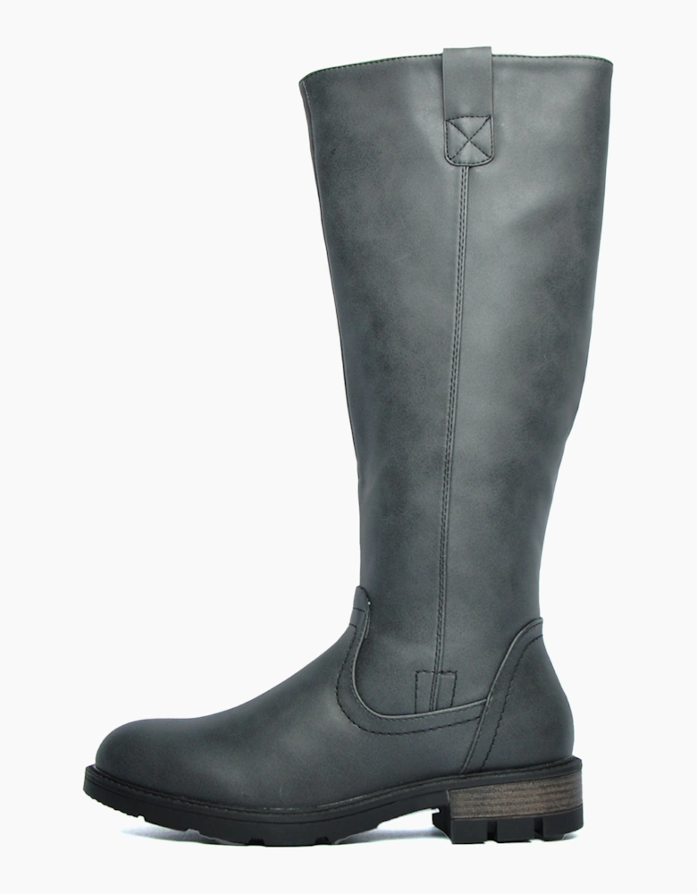 Divaz Luxe Quinn Vegan Womens Knee High Boots Black