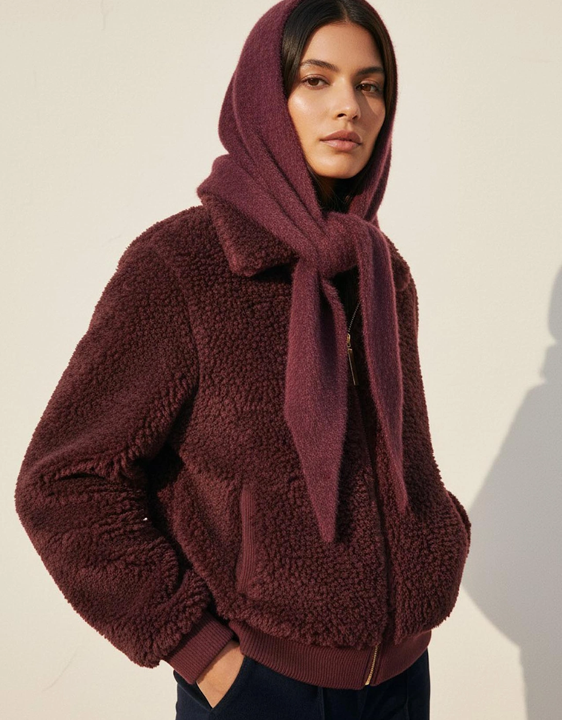 Baldwin Hooded Scarf - Plum