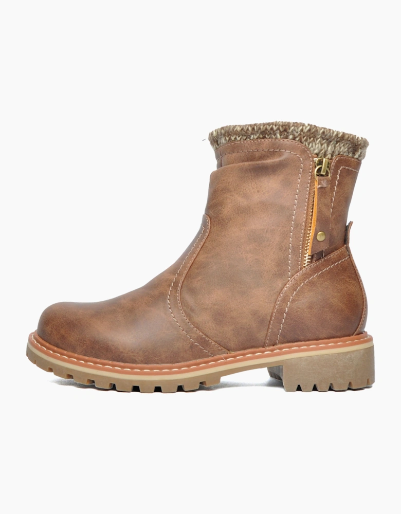 Divaz Luxe Niki Womens Ankle Boots Tan