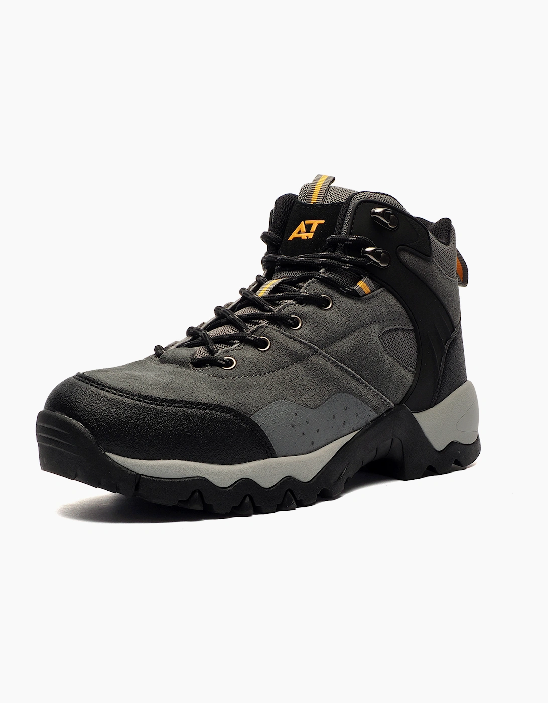 AT Outdoors AT All Terrain Nebraska Mens Leather Hiking Boots Charcoal Grey / Black