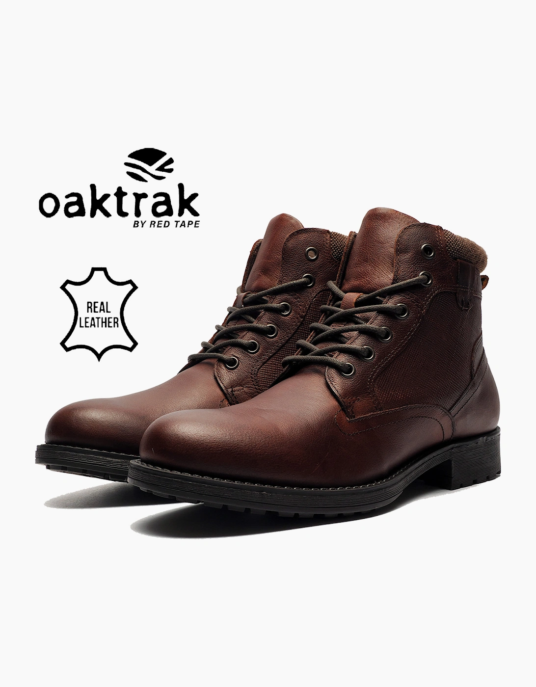 Oaktrak Benson Mens Leather Boots Wood / Tan Brown