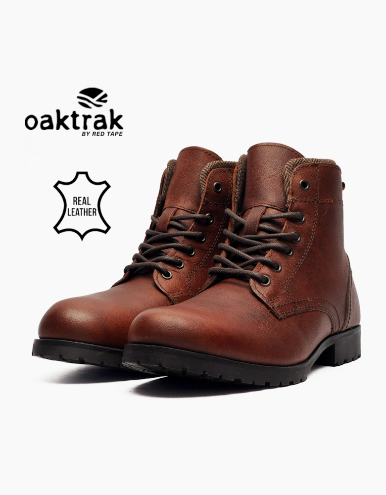 Oaktrak Bates Mens Leather Boots Wood / Brown