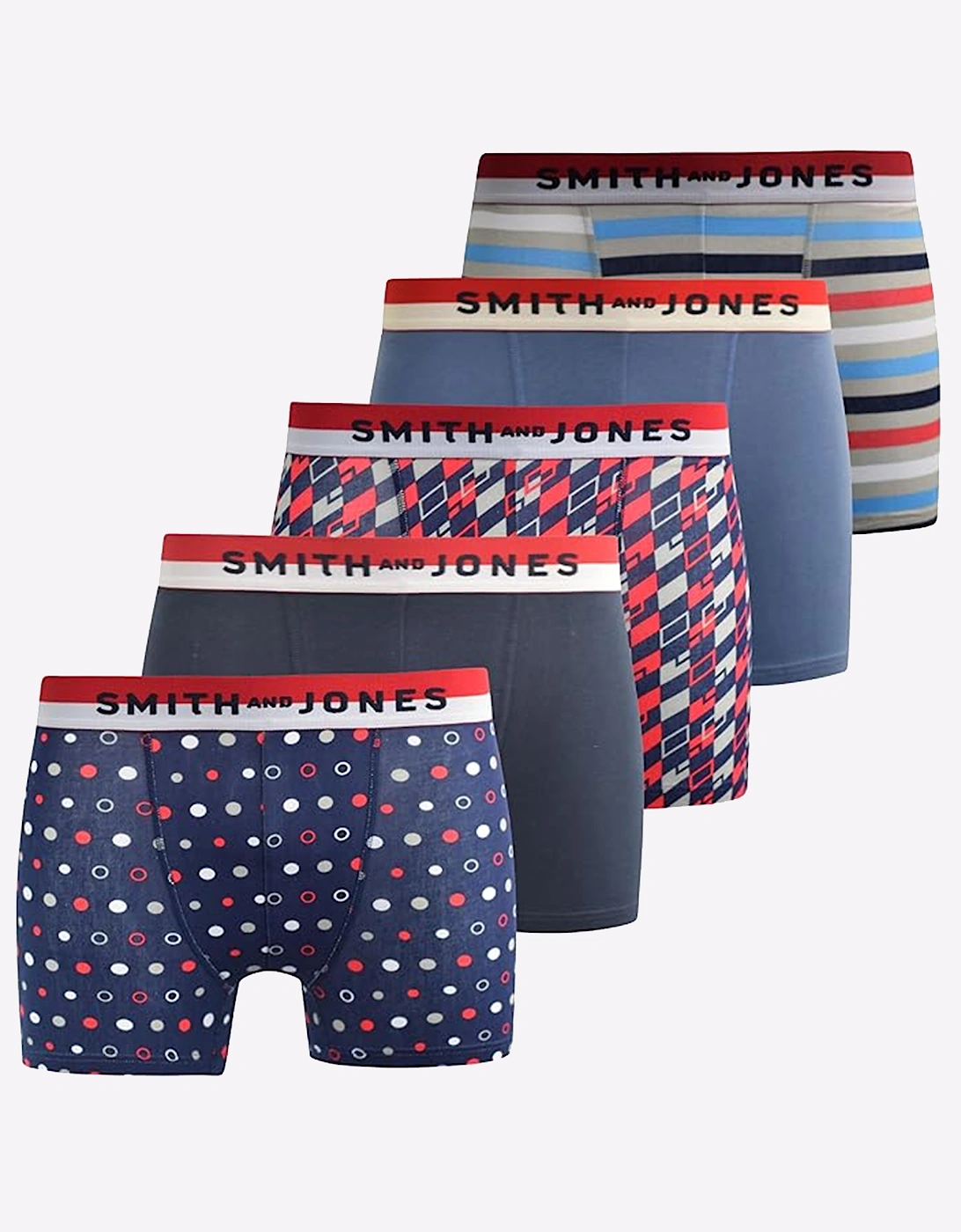 Smith & Jones Nellary 5pk Mens Boxer Shorts Multi