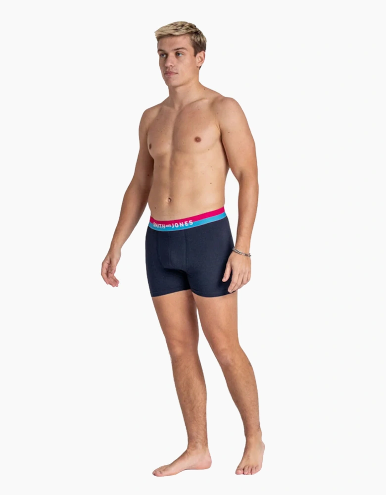 Smith & Jones Taden 7pk Mens Boxer Shorts Navy / Pink / Blue / White